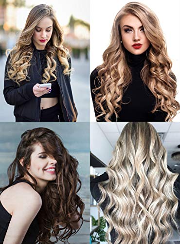 Automatic Curling Iron Wand Hair Curler Anti-Scald Hair Wand Curling Iron with LED Display Adjustable Temp &Timer Dual Voltage Auto Rotating Ceramic Hair Curler Fast Heating for Long Short Hair