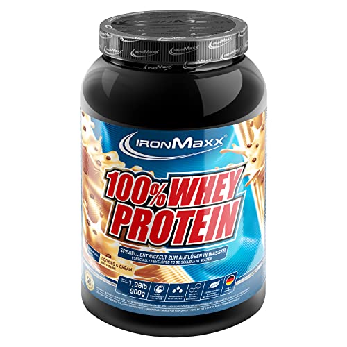 IronMaxx 100% Whey Protein Polvo - Galletas y Crema 900g Dosis | Proteína de suero de leche reducida en azúcar y soluble en agua | Disponible en muchos sabores diferentes
