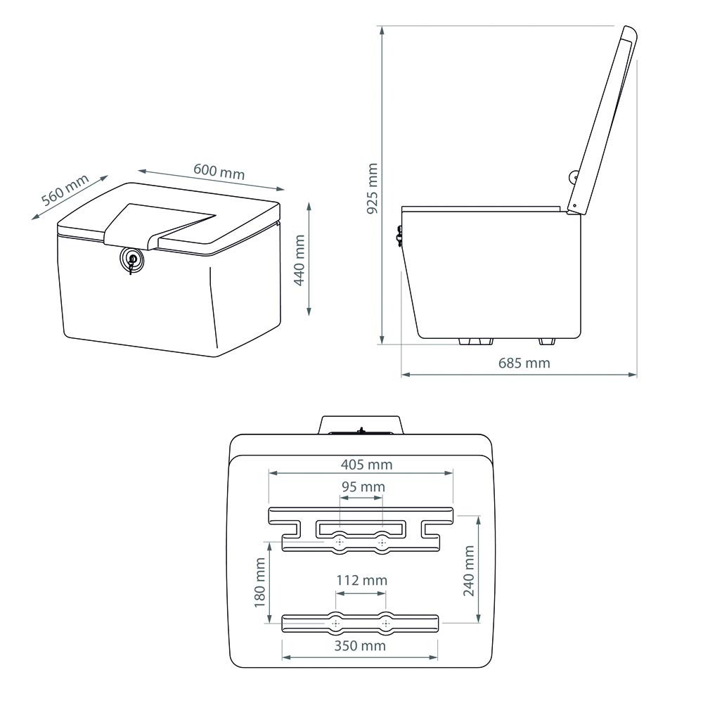Cofre Portaequipajes Moto Ciclomotor Quad de Fácil Montaje, Cajón Gran Capacidad Apto para Alimentos, Baúl con Llave para Moto, 120 litros, Caja Baúl Moto (Color Blanco)