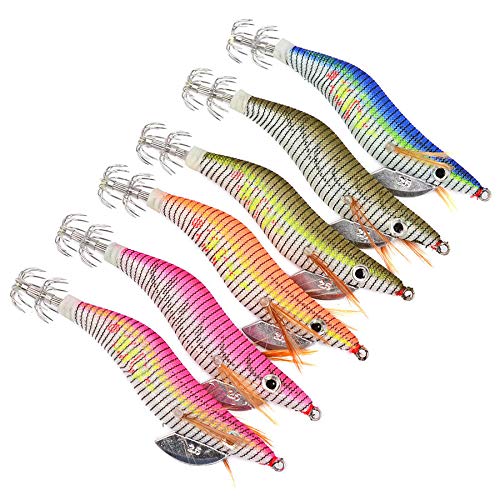 Cebos Artificiales 6 unids/Set 80 mm 11g de Pesca camarón Calamar Cebo Pesca señuelo Pesca Tackle cebos de Pesca Señuelos de Pesca