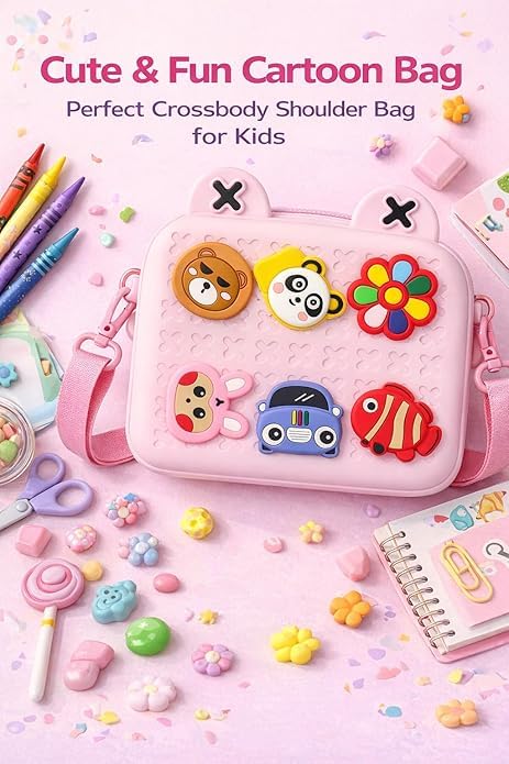 Image of Brand Conquer Cartoon Soft Silicone Crossbody Bag for Kids - Waterproof Anti-Fall Shoulder Purse with Adjustable Strap | Cute Animal Design Lightweight Handbag for Girls (Cartoon Design bag)