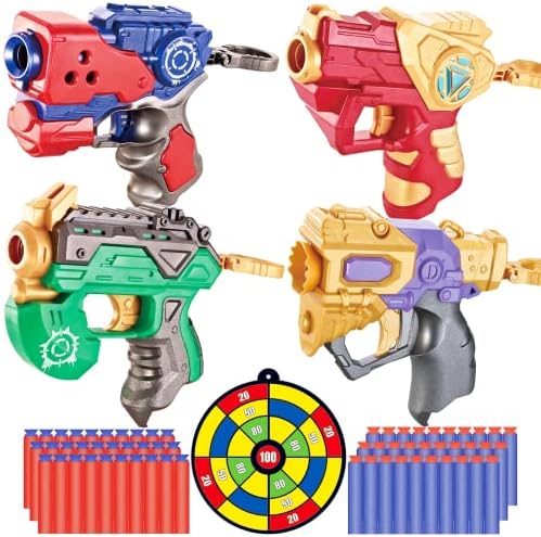 Shootoyard 4 Pack Superhero Toy Guns for Boys Foam Blaster Dart Guns Toys with 60 PCS Refill Soft Darts Bullet Perfect Kids Toys Gifts for 3 4 5 6 7 8 9 Year Old Boys Girls Party Supplies Games