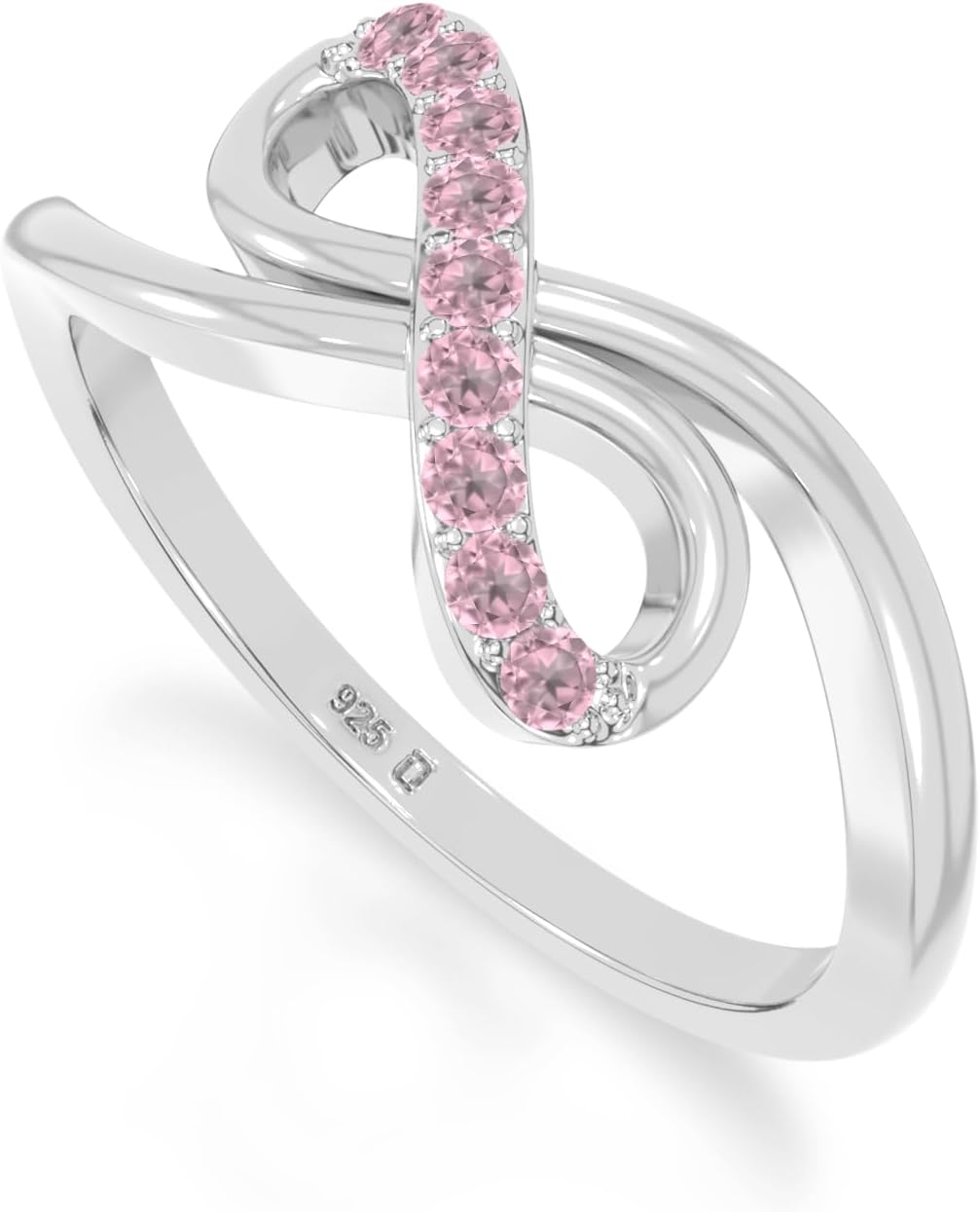 Natural Gemstone Infinity Promise Rings for Women in Silver/18K Yellow/Rose Gold Vermeil, Birthstone Jewelry Gifts for Her Birthday, Wedding Anniversary, Graduation, Christmas