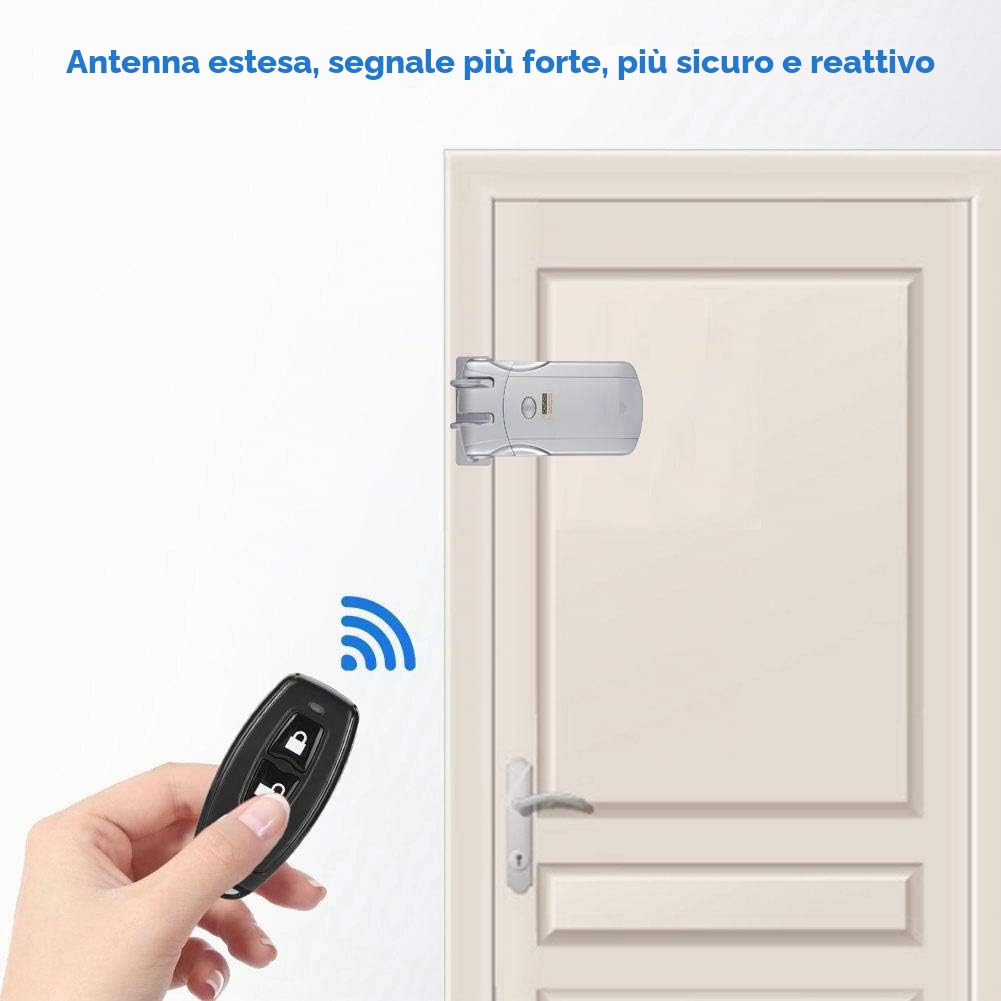 MAGT Serratura di Sicurezza Invisibile, 5,5 × 8 × 3,5 cm in Lega di Zinco 433 MHz 15 m con 4 telecomando per Casa Hotel Appartamento