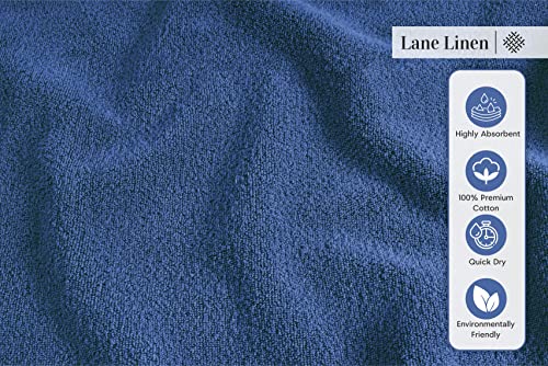 Lane Linen Luxury Bath Towels Set - 12 Piece Set, 100% Cottonbathroom Towels, Zero Twist, Shower Towels, Extra Absorbent Bath Towel, Super Soft, 4 Bath Towels, 4 Hand Towels, 4 Wash Cloths - Navy #TOP4