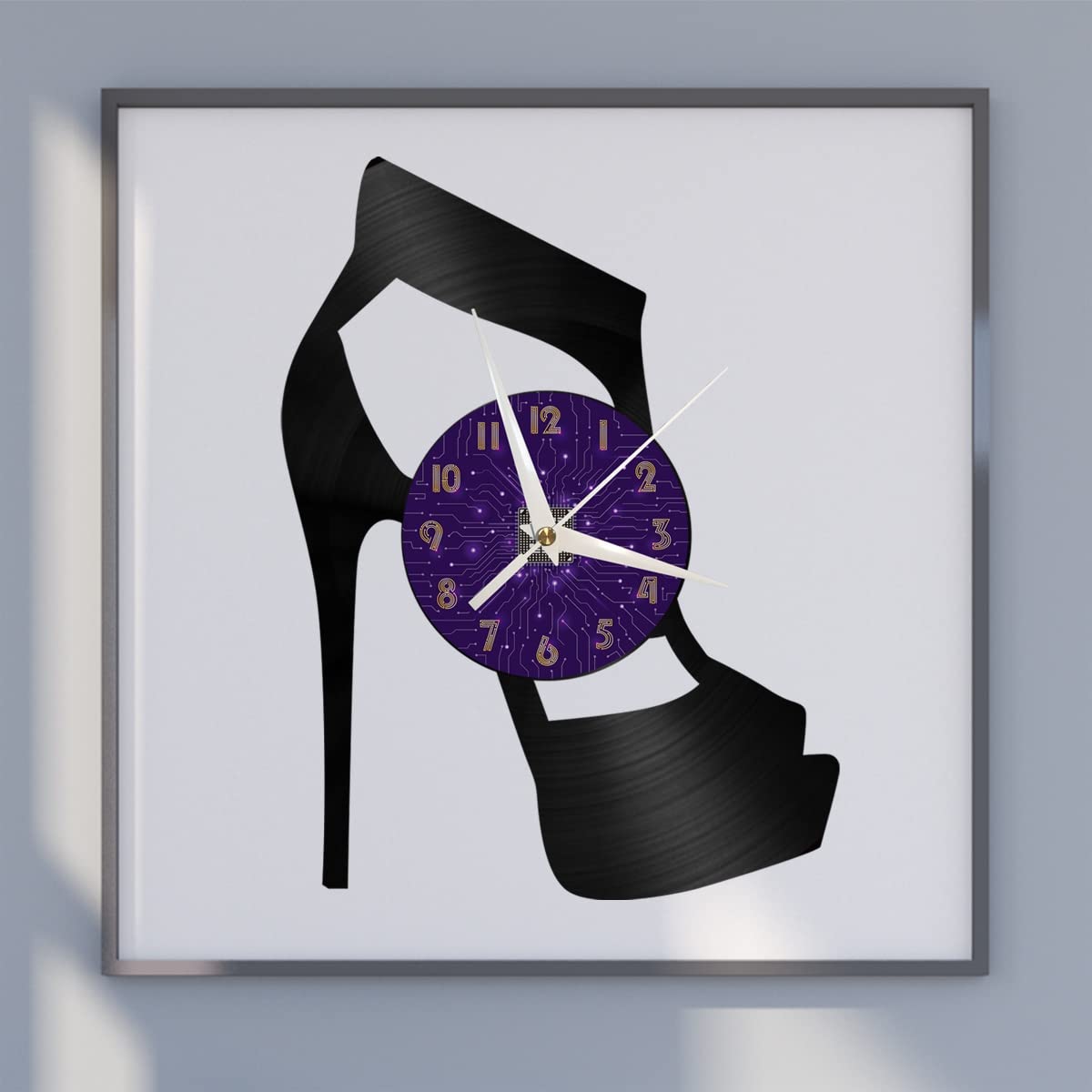 Horloge vinyle talons hauts pour cuisine et salon déco murale moderne rétro sans tic-tac
