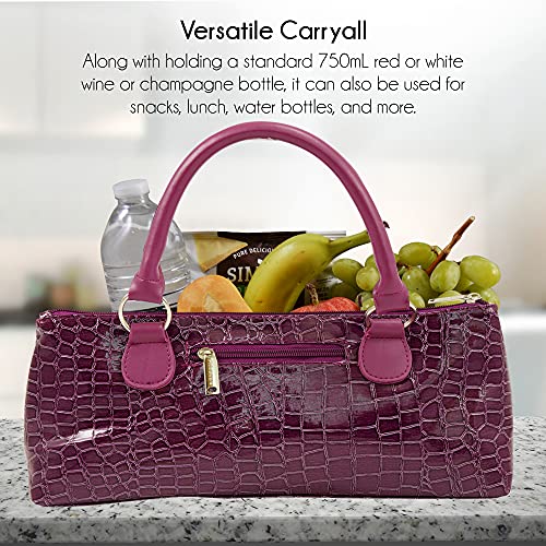 Image of Primeware Wine Clutch Bag (Thermal Insulated) Trendy Women's Carry Tote | Holds Red & White 750mL Bottles | Trendy Fashion | Incl. Portable Waiter-Style Corkscrew