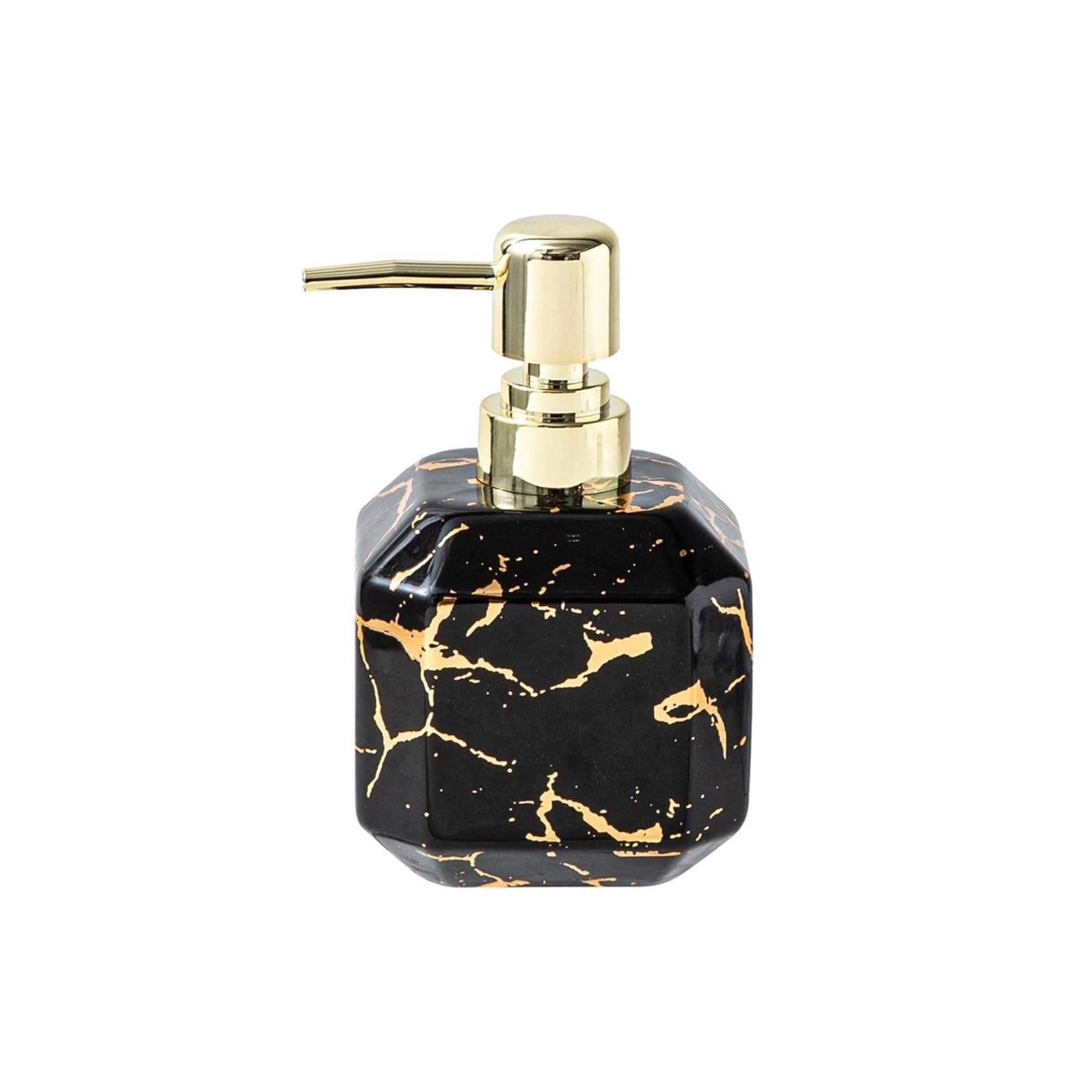 soap dispenser 380ml Large-capacity Push Lotion Bottle Ceramic Shampoo Shower Gel Soap Dispenser(Black)