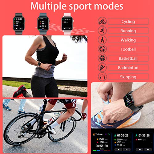 Smart Watch IP68 Waterproof 1.4 Inch Full Touch Fitness Trackers with Heart Rate Monitor Blood Oxygen Monitor Blood Pressure Monitor Notification Pedometer Sleep Monitor for Men Women (Black) - Thumbnail 7