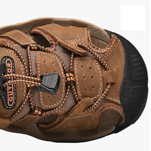 Men leather sandals with leather outer layer anti slip and anti collision soft sole driving sports beach shoes4