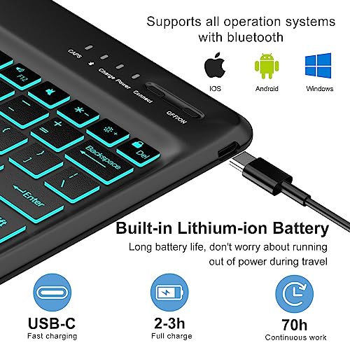 Image of SENGBIRCH Keyboard Case for Samsung Galaxy Tab S8 Ultra (14.6 inch, 2022 Release), Backlit Magnetically Detachable Keyboard, Smart Stand Cover with S Pen Holder, Auto Sleep /Wake, SM-X900 /X906, Black