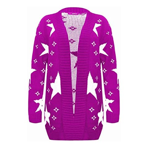 Style Moda Ladies Women’s Knitted Open Cardigans Long Sleeve Star Knit Jumpers Plus Size (Magenta 24/26) Cover