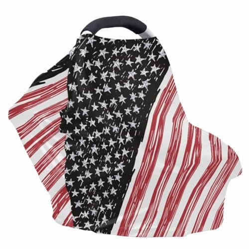 Image of Coldinair American Flag Multifunctional Nursing Cover Multi Use Cover for Baby Car Seat Canopy Shopping Cart Cover,Stroller Cover