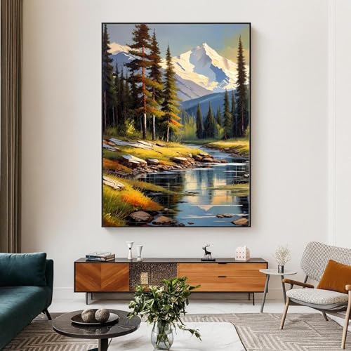 Impression sur toile rivière de montagne 30x45cm paysage forestier sans cadre
