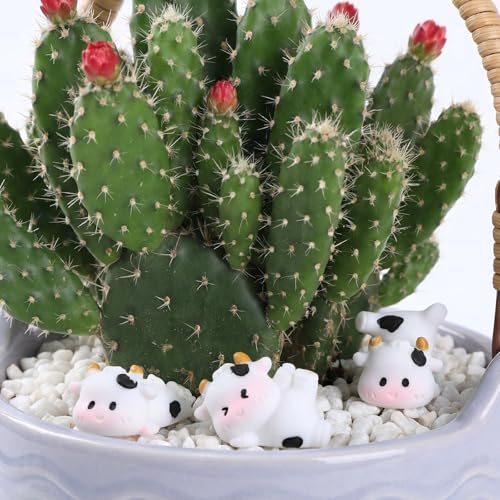 Ouligay 6 PCS Mini Cows Car Dashboard Decorations Cow Print Car Accessories Cute Funny Rear View Mirror Decoration Mini Cows Figurines Cars Interior Decor for Women Men