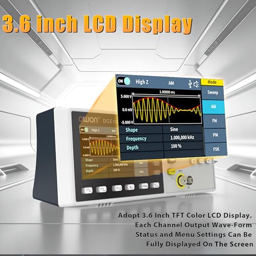 Image of OWON Arbitrary Waveform Function Generator, 60MHz, 300MSa /s, 14-Bit, with SCPI and PC Control for Circuit Testing, DGE1060