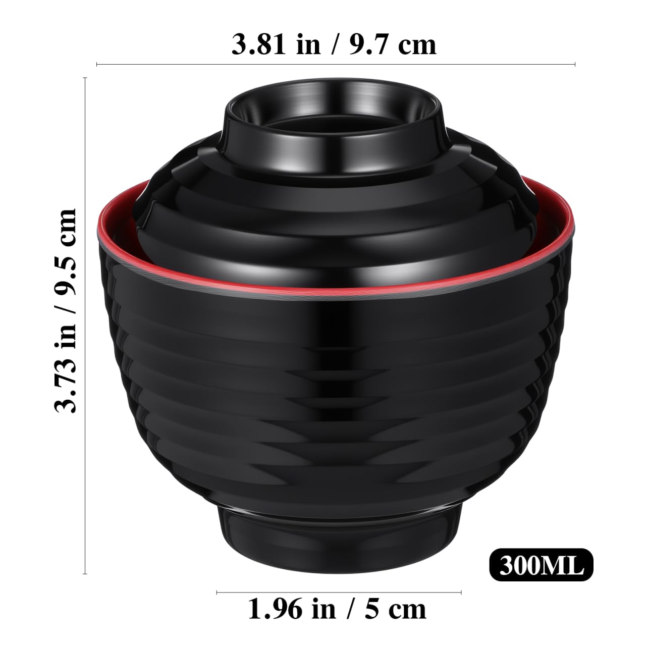 Doitool Set Di 3 Ciotole Giapponesi Piccole Da Zuppa Miso Con Coperchio Melaminica Resistente Al Calore 3.82 Pollici Facili Da Pulire Per Cucina Casa Ramen