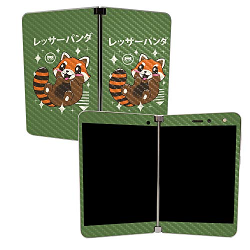 Image of MightySkins Carbon Fiber Skin for Microsoft Surface Duo - Red Panda Kawaii | Protective, Durable Textured Carbon Fiber Finish | Easy to Apply | Made in The USA