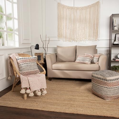 REDEARTH · Textured Throw Pillow Cushion Covers - Boho Tufted Decorative Farmhouse Cases Fall Set for Couch - Sofa - Bed - Dining - Patio - Outdoor - 100% Cotton (18