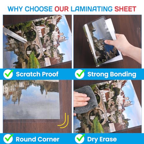 Image of CAREGY 150 Pack Laminating Sheets, Hold 11 x 17 Inch Sheet, 3 Mil Clear Thermal Laminating Pouches 11.5 x 17.5 Inch Lamination Sheet Paper for Laminator, Round Corner