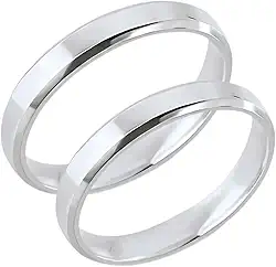 Par Aliança de Compromisso Chanfrada 3mm Prata Legítima