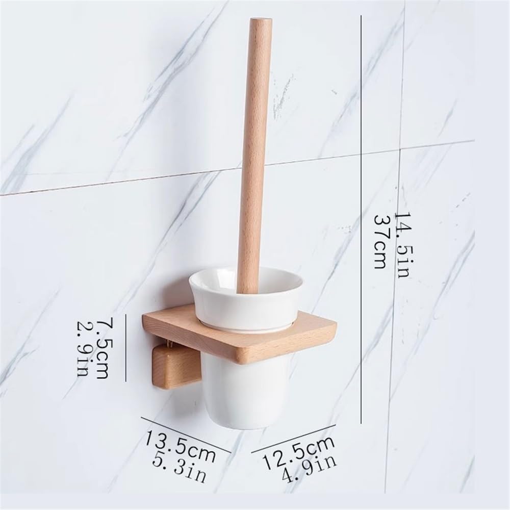 Cepillos de inodoro con cabeza redonda, soporte de pared de madera con plástico para suelo de inodoro