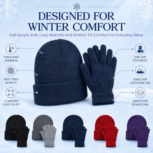 Image of Yacht & Smith Winter Beanies & Gloves Wholesale Bulk Cold Weather Unisex Hat & Glove