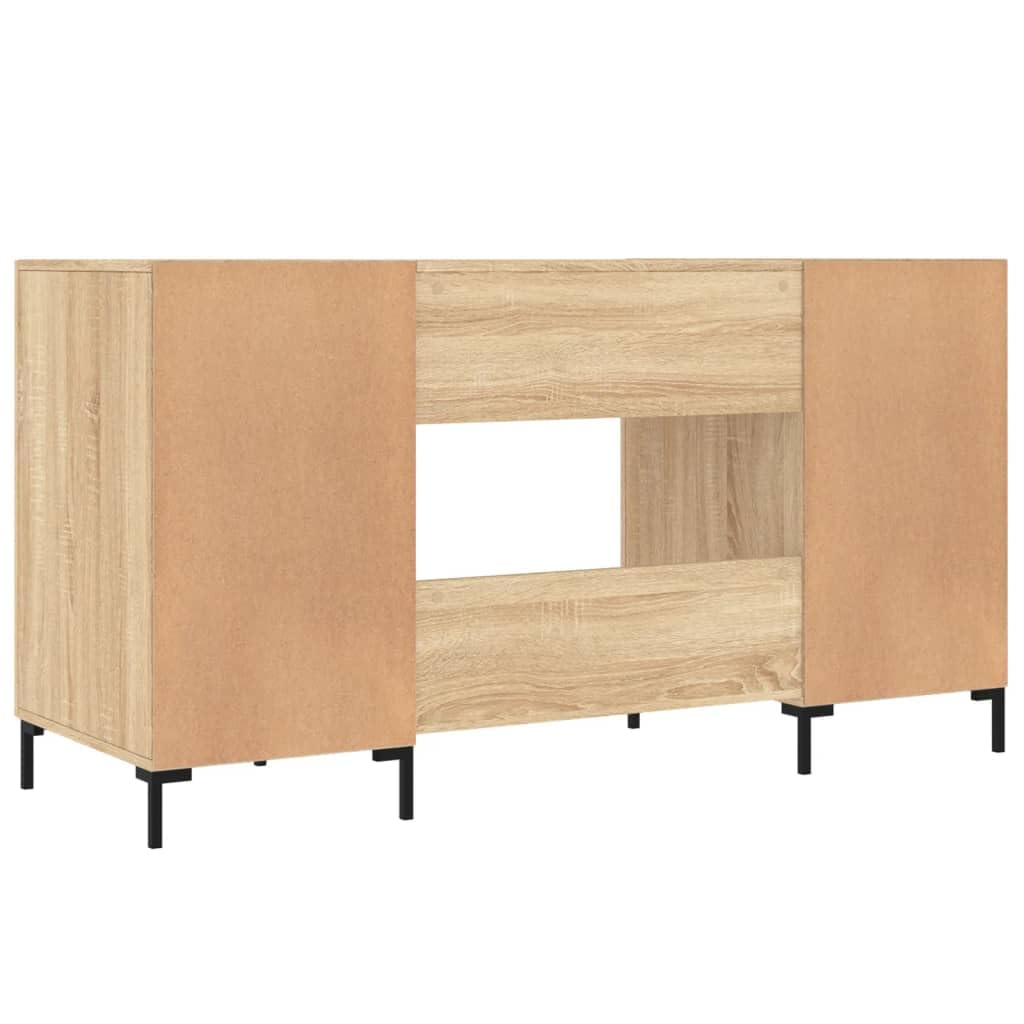 Scrivania Sonoma rovere 140 x 50 x 75 cm, materiale in legno, resistente, con 4 scomparti, ideale per casa, ufficio, giochi, piccoli spazi