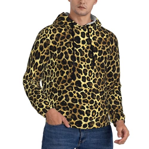 Hoodies For Men - Black Gold Leopard Print Long Sleeve Casual Men'S Hoodies & Sweatshirts Pullover With Pocket