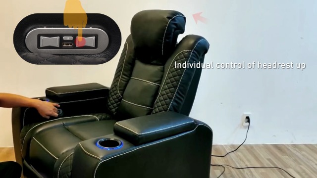 Sillón reclinable eléctrico negro retro miniatura 7