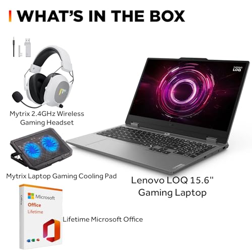 Image of Lenovo LOQ Gaming Laptop, 15.6 inch FHD 144Hz Display, AMD Ryzen 7 250, NVIDIA GeForce RTX 5060, 32GB RAM, 1TB SSD, Wi-Fi 6, Backlit Keyboard, Win 11 Home, Luna Grey, w /Mytrix Accessory Lifetime Office