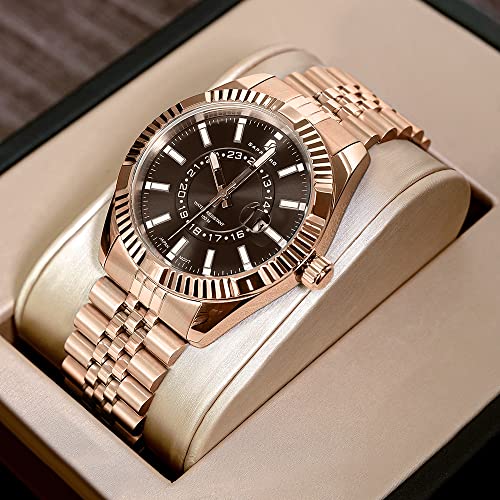Image of Sapphero Men's Analog Watch - Waterproof Diamond Silver Quartz With Date Display - Stainless Steel Casual Luxury Wrist Watch - Unique Dress Gift for Men