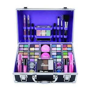 Bliss Makeup Case with Vegan Makeup Products – Complete Makeup Suitcase with Eyeshadow, Blusher, Lipstick, Eyebrow Wax…