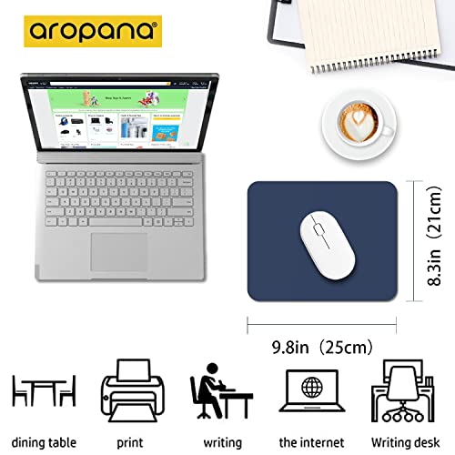 Image of Combo Pack - Aropana Vegan Leather Desk Mat Big with Mouse Pad Small, Reversible & Waterproof Edge-Stitched Upgraded (Navy Blue /Yellow 1*Big 27.6'' x 13.8'' Inches, 1*Small 9.8 x 8.3 inches)