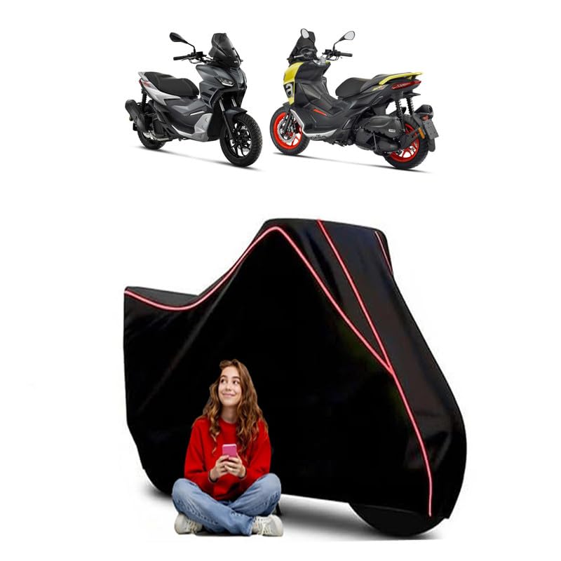 Image of SR GT 200 Scooty Bike Cover Water Resistant Outdoor Use Universal Fit Scooters Motorcycles Heavy Duty UV Protection Dust Rain Scratch Resistant Elastic Bottom Black Blue Piping