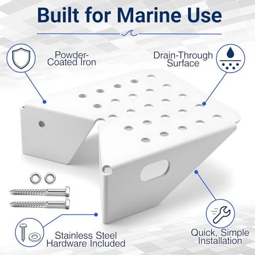 Image of Boat Dock Step Single Step Boarding Platform with Mount Screws Flexible Installation Location Iron with Powder Coat Finish for Marina, Dock, Deck