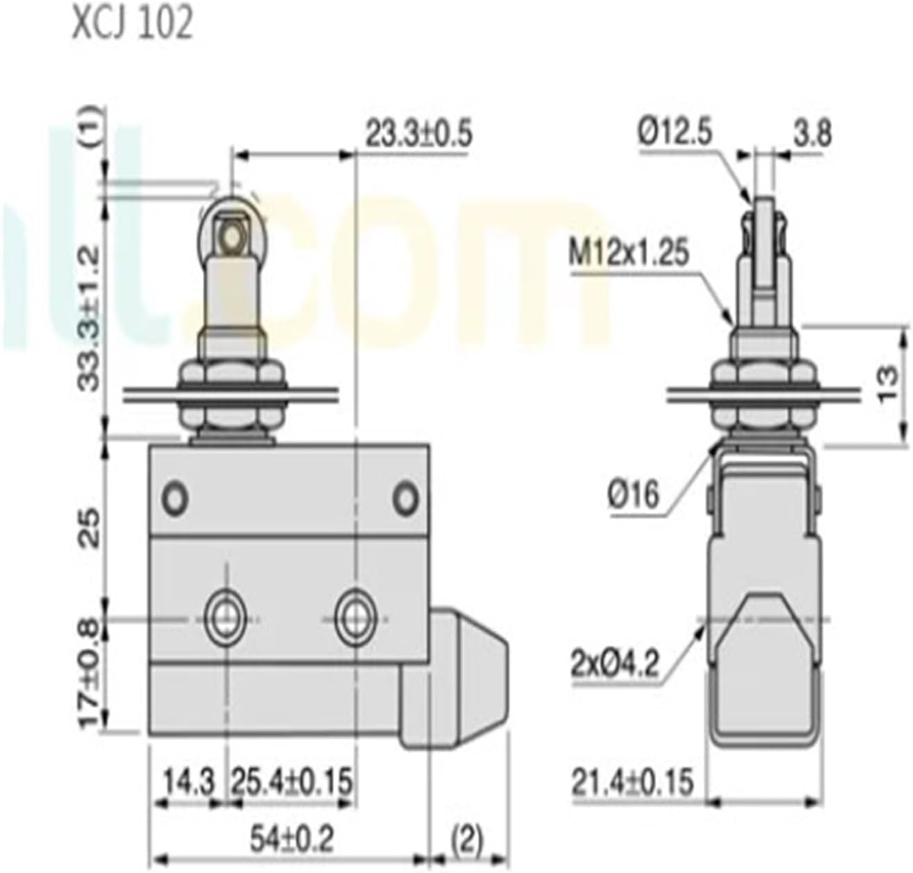 Limit Micro Switch XCJ-102 250VAC Machine Tool Roller Travel Switch Steel Roller Direct-Acting Left and Right Trigger