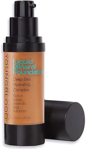 Youngblood Clean Luxury Cosmetics Liquid Mineral Foundation, Cocoa | Dewy Mineral Lightweight Full Coverage Makeup for Dry Skin Poreless Flawless Tinted Glow | Vegan, Cruelty Free, Gluten-Free