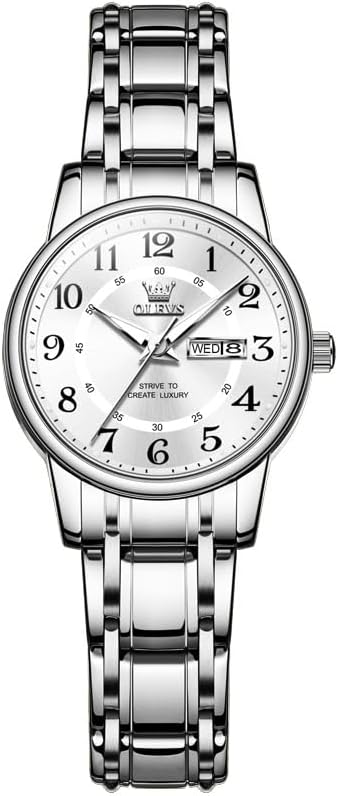 OLEVS Stainless Steel Women's Watch Dress Watches for Women with Date Fashion Ladies Business Waterproof Analog Quartz Small Wrist Watch Reloj Mujer