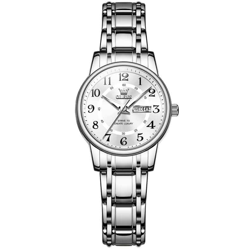 OLEVS Women's Watch Stainless Steel Number Waterproof Quartz Small Watches Dress Date LadiesWatche Fashion Business Analog Wrist Watch Reloj Mujer
