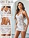 Avidlove Wedding Lingerie for Women Sexy Lace Babydoll Pearls Chemise Mesh Lingerie Dress Halter Boudoir Nightwear (White X-Large)