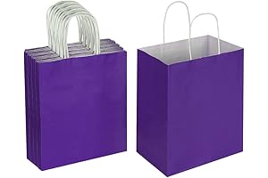 Oikss Purple Paper Bags: 50 Pack Medium Gift Bags for All Occasions