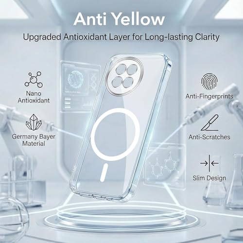 Image of Jkobi Lifetime Anti-Yellow MagSafe Compatible Clear Back Cover Case for Xiaomi 14 Civi 5G (Sleek Hard Crystal | Shockproof and Camera Protection)