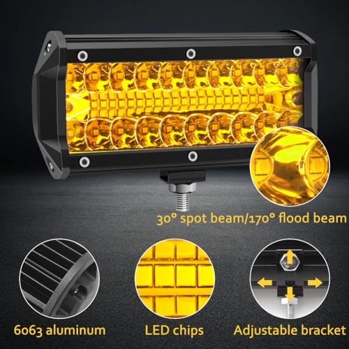 Lámpara de trabajo LED 12V foco amarillo 24000 lm para quad y barco 18cm 4