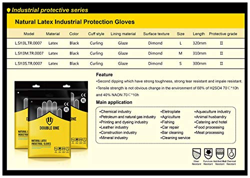 Chemical Resistant Gloves,Safety Work Cleaning Protective Heavy Duty Industrial Gloves,Natural Latex 12.2" Length Black 1 Pair Size M (Medium) #TOP1