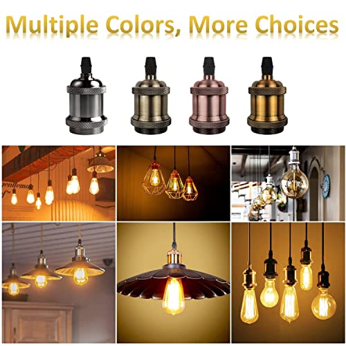 Image of DiCUNO Vintage E26 Lamp Socket, Edison Retro Pendant Lamp Holder, Industrial and Decorative for DIY Lighting, 600℃ Heat Resistant 4 Packages (Color: 4 Mixed Colors)