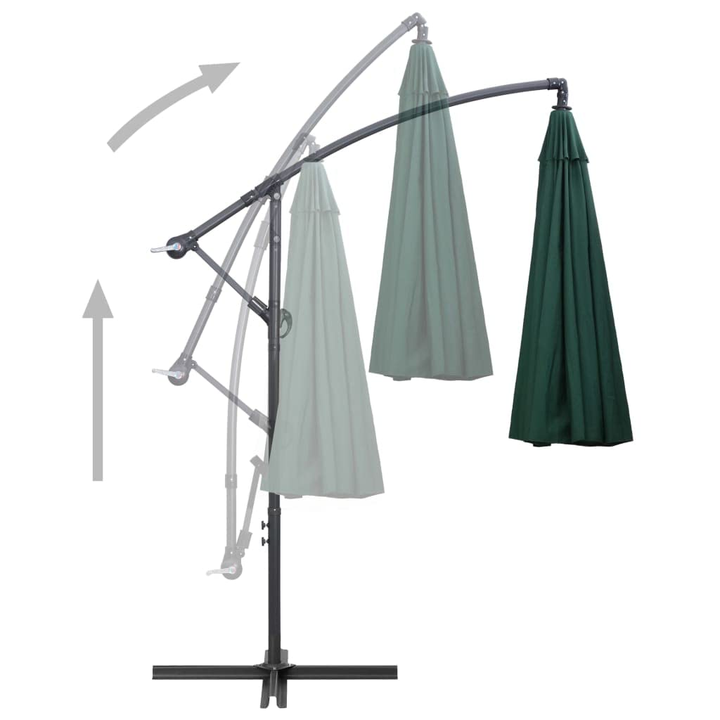 Sombrilla de Jardín con Mecanismo de Manivela y Base Cruzada, 16 Varillas y Poste de Aluminio para Protección UV y Espacio Extra Grande, Tela de Poliéster Fácil de Limpiar