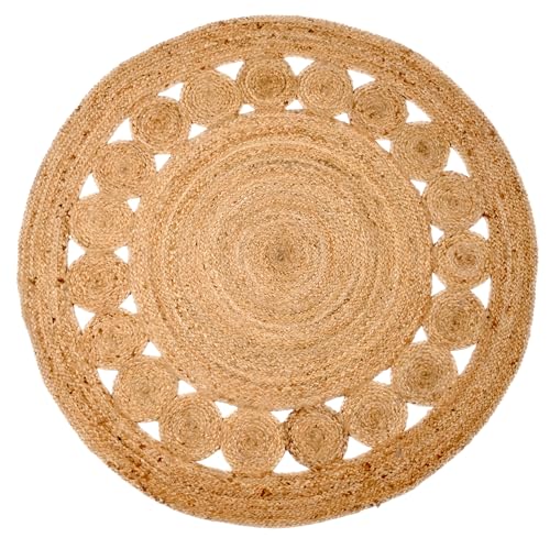 Tapete redondo de yute trenzado KEMA 5 pies natural miniatura 4