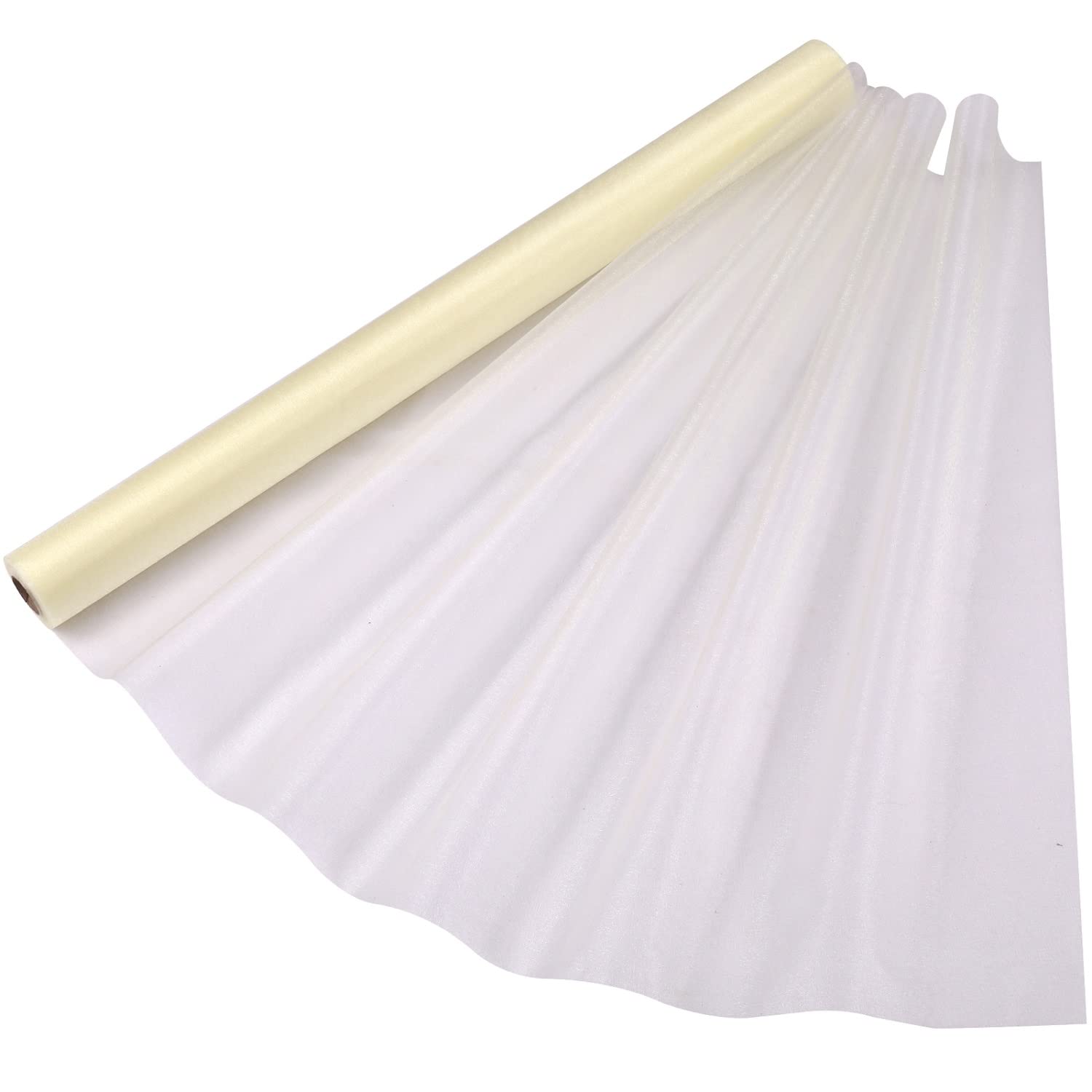 70cm x 15m Roll of Organza Sheer Fabric - Elegant Decorative Cloth for Wedding Chair Bows, Table Runners, Party Favours - Crafting Supplies for Ribbons, Dress Accents,and Bags, Ivory