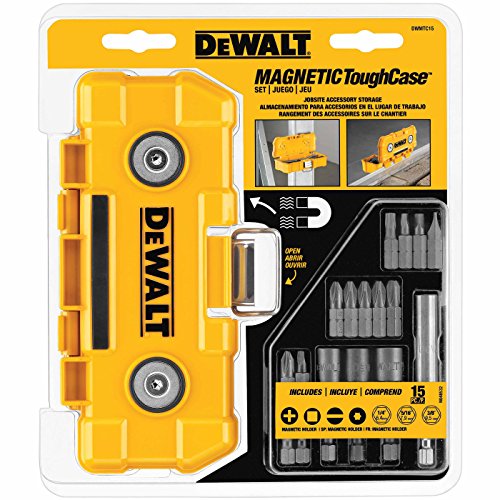 DEWALT Impact Driver Bit Set with Magnetic Tough Case, 15-Piece Carbide Tipped Bits (DWMTC15)